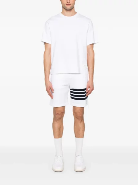 Tricou Thom Browne din jerseu scurt alb