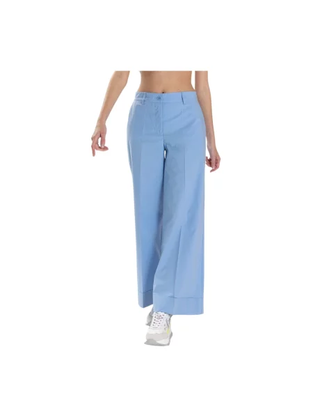 Spodnie Parosh z wysoką talią niebieskie