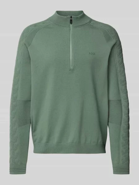 Bluza z kołnierzem o kroju regular fit z żywej wełny model ‘MIRROR’ Boss Green
