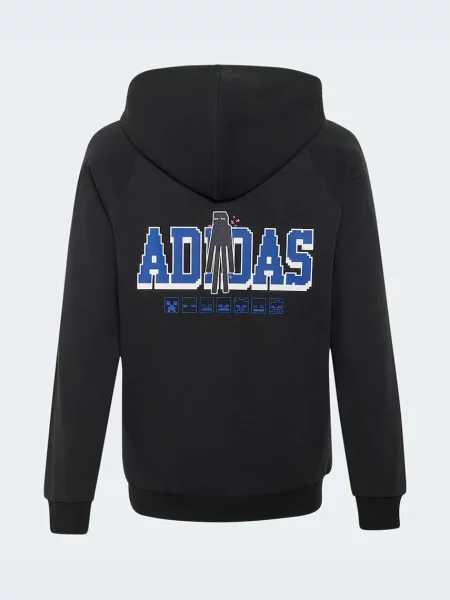 Adidas mikina s kapucňou detská s bavlnou MINECRAFT čierna