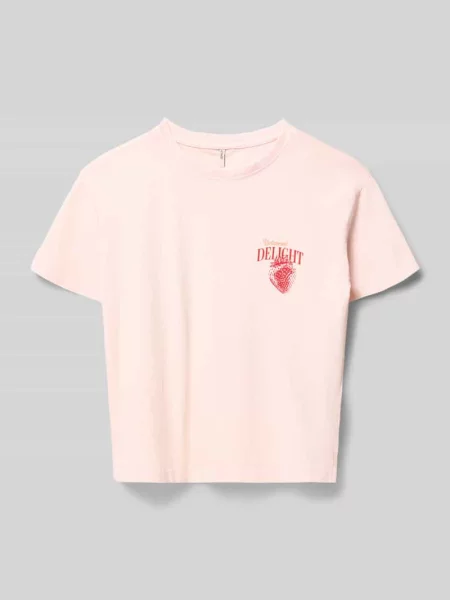 Damski t-shirt o kroju regular fit z czystej bawełny model SARA' Only różowa