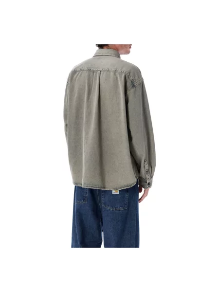 Carhartt Wip Koszule Mężczyzna Szary S Jeansyowa koszula `Tigan` niebieska