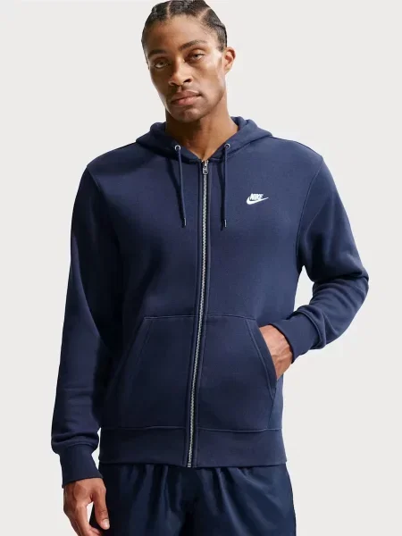 Спортивна кофта NIKE CLUB темно-синій бавовна/поліестер синій