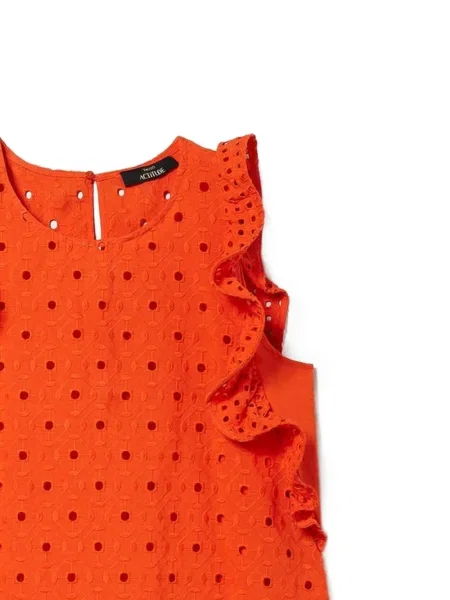 Top Twinset cu broderie portocaliu