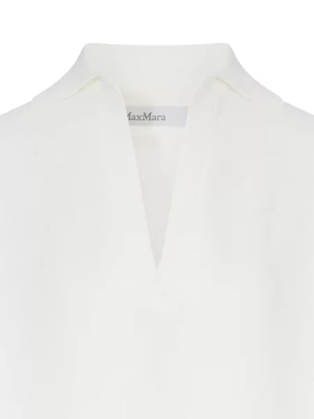 Lung pulover Max Mara din crep alb