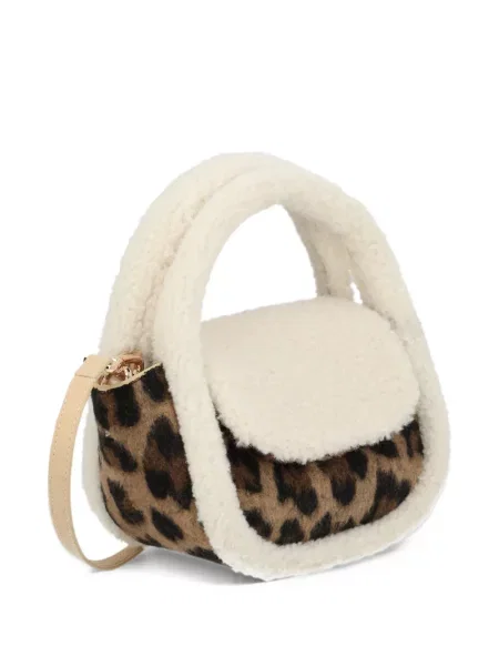 Geantă Mc2 Saint Barth cu imagine cu model leopard din piele de oaie maro