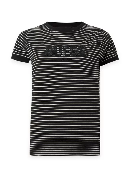 GUESS Tricou negru alb