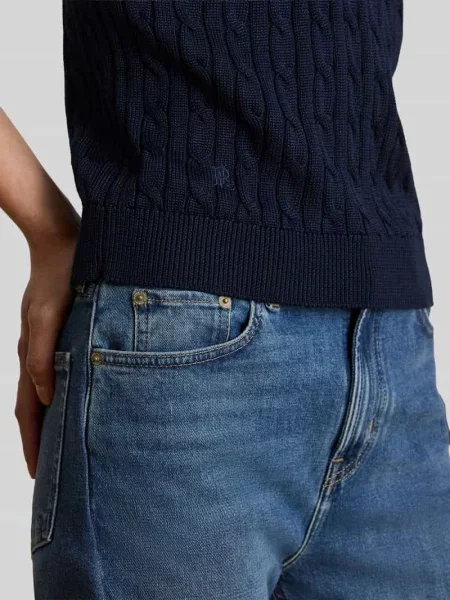Koszulka polo o kroju regular fit z tkanego materiału – mieszanka bawełny Lauren Ralph Lauren niebieska