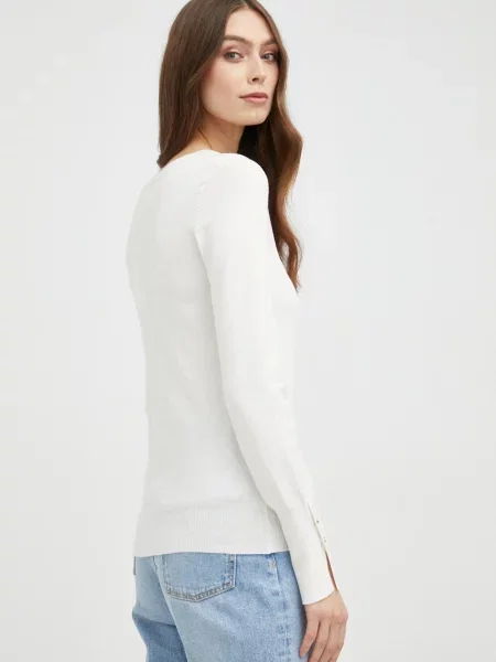 Długi lekki sweter Guess z długim rękawem biały