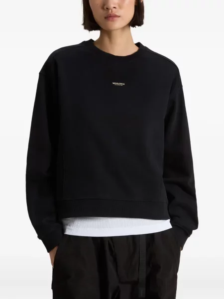 Hanorac crewneck Woolrich din fleece negru