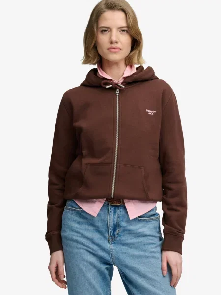Superdry & Co Tepláková bunda hnedá