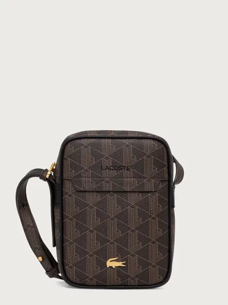 Geantă Lacoste din piele maro