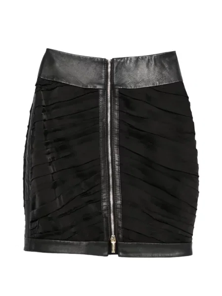 Fustă din piele Mitiliane Couture drapată negru