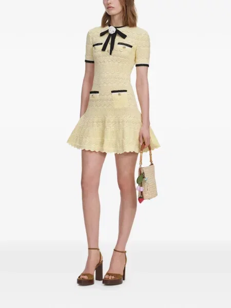 Rochie midi Self-portrait tricotate galben