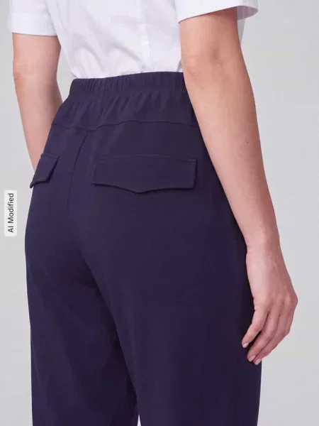 Spodnie o kroju barrel leg z zaznaczonymi model Rachell' Stehmann granatowe
