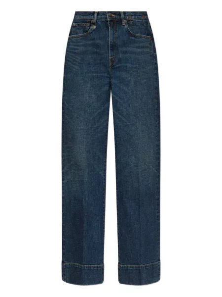 Haftowane proste jeansy R13 niebieskie