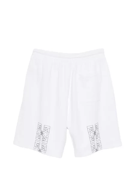 Pantaloni scurți Off-white cu imagine cu cordon alb