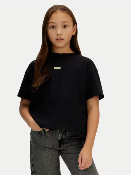 Calvin Klein Jeans T-Shirt Folded Logo μαύρο