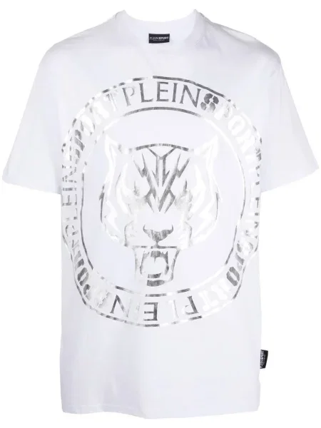 Tricou Plein Sport cu imagine cu dungi de tigru alb