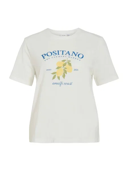 VILA Tricou VISYBILLA albastru / galben citron alb