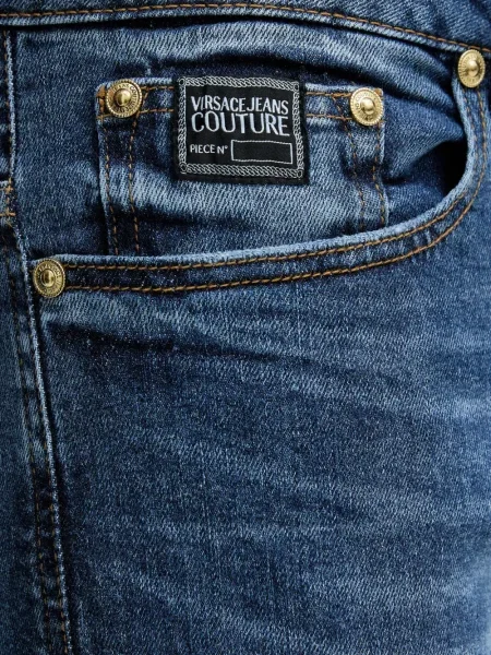 Blugi Versace Jeans Couture cu autograf albastru