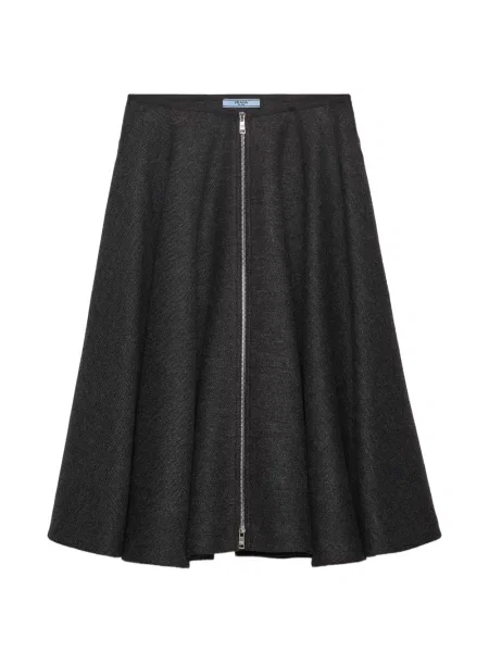 Fustă midi Prada de lână gri