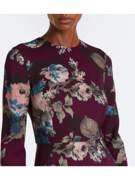Rochie midi Erdem cu model floral violet