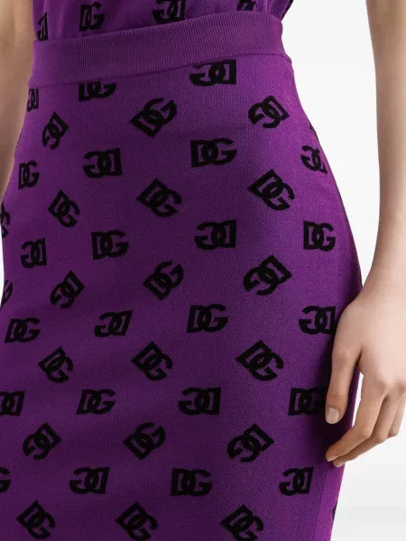 Μίντι φούστα Dolce & Gabbana με μήκος μέχρι το γόνατο μωβ