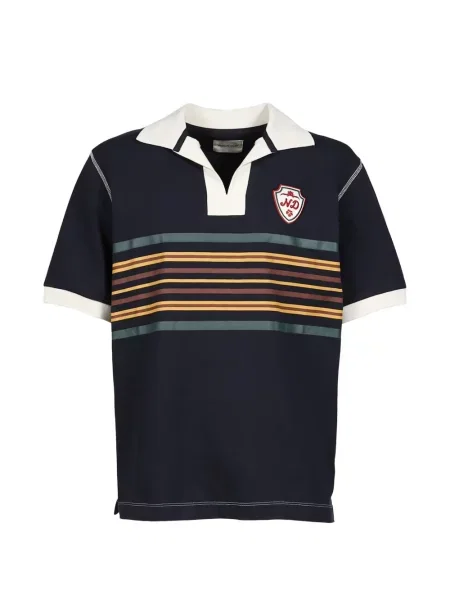 Tricou polo Nicholas Daley cu broderie cu dungi albastru