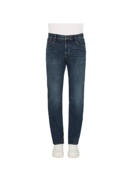 Jeansy straight leg Emporio Armani niebieskie
