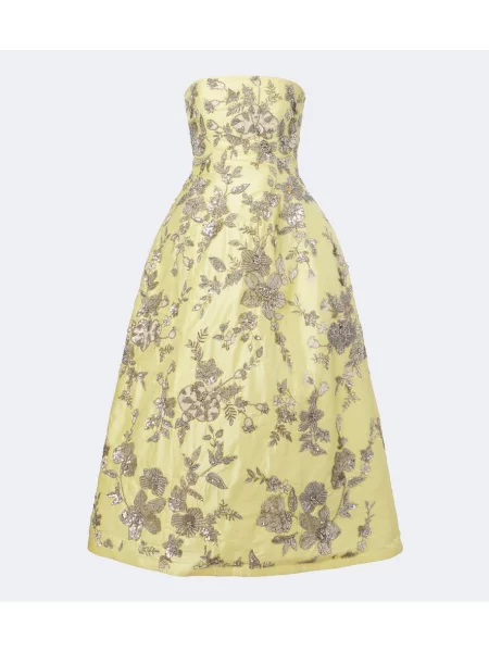 Rochie La Fuori de mătase galben