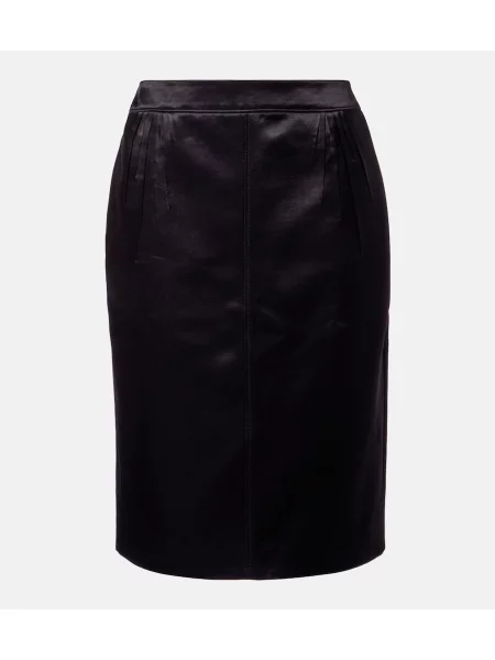 Fustă tip creion Saint Laurent din satin negru