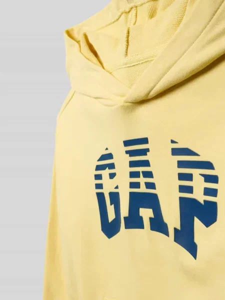 Bluza z kapturem o kroju regular fit z nadrukiem z logo Gap żółta