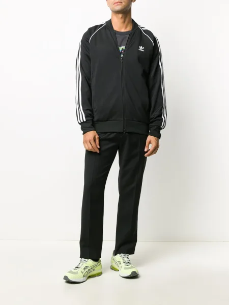 Geacă Adidas cu dungi alergare negru