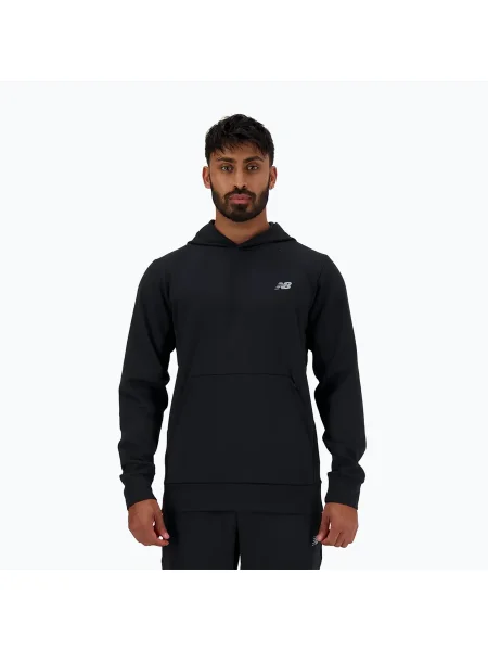 Плетен суичър с качулка New Balance черно