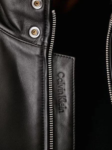 Calvin Klein férfi bőr kabát fekete