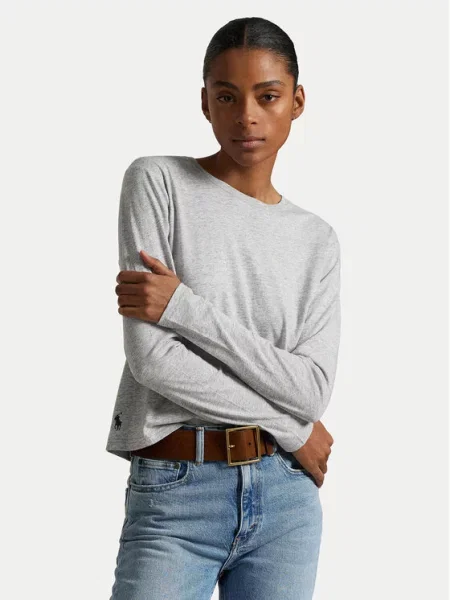 Bluzka z długim rękawem o kroju regular fit z mieszanki bawełny i modalu Polo Ralph Lauren szara
