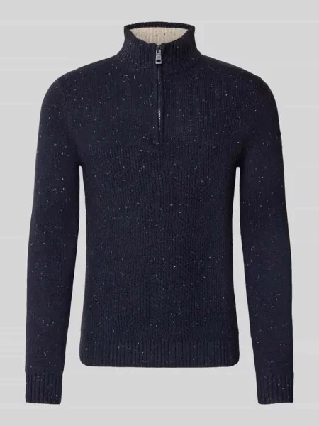 Bluza z kołnierzem o kroju regular fit z mieszanki bawełny Tom Tailor granatowa