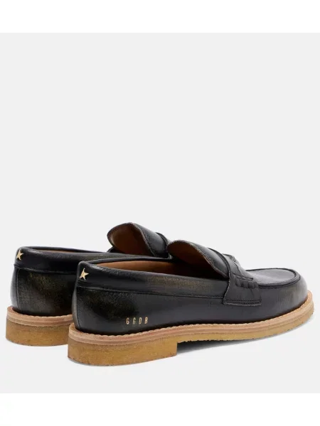 Kožené obnosené loafersy Golden Goose čierna
