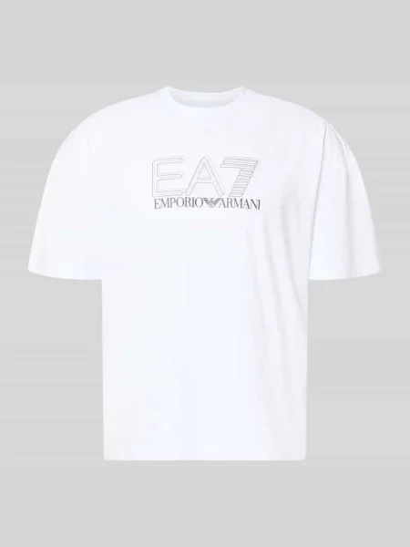 T-shirt z logo i okrągłym dekoltem Ea7 Emporio Armani biała