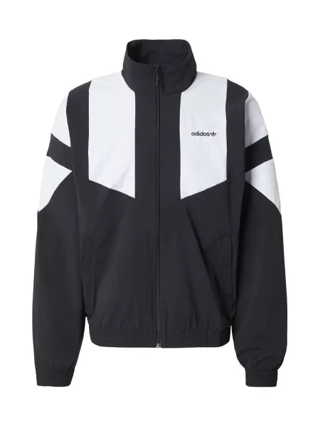 ADIDAS ORIGINALS Geacă de primăvară-toamnă BLOCKED TRACK negru alb
