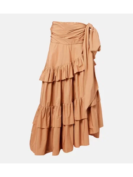 Maxi fusta maxi Chloé cu volane asimetrică roz