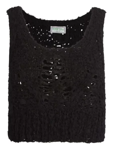Top Guess tricotate chunky negru