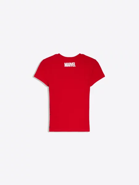 Bershka Tričko červená / čierna biela