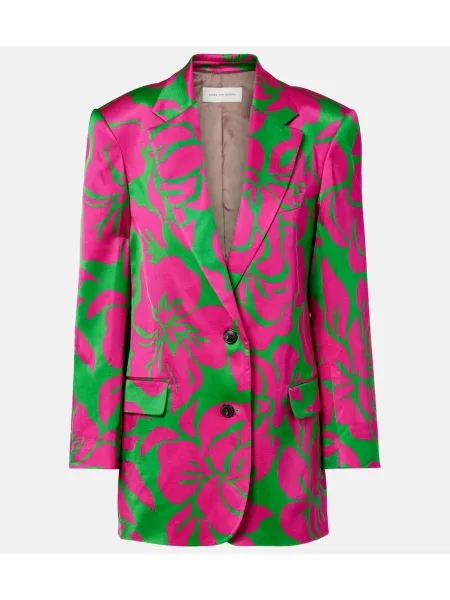Sacou Dries Van Noten din satin cu model floral violet
