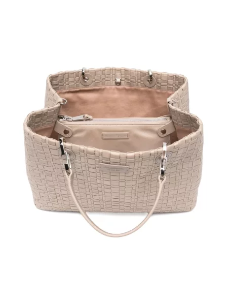 Shopperka Emporio Armani skórzana beżowa