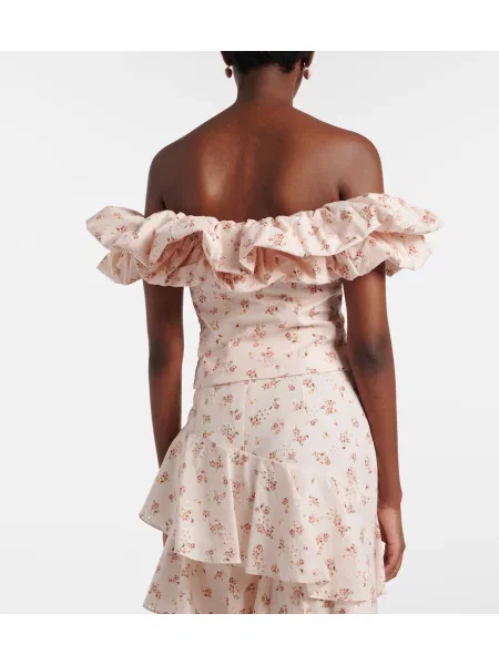 Top Markarian cu model floral roz