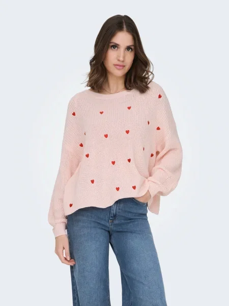 ONLY Oversize sveter ONLHILDE ružová červená