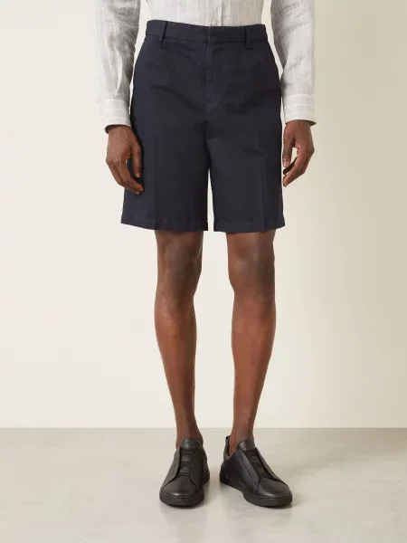 Zegna Šortky Z Lnu tmavě modrá