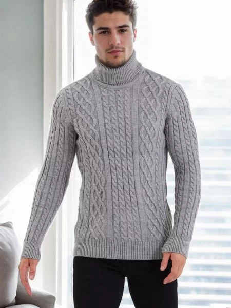 Pulover Dewberry tricotate gri